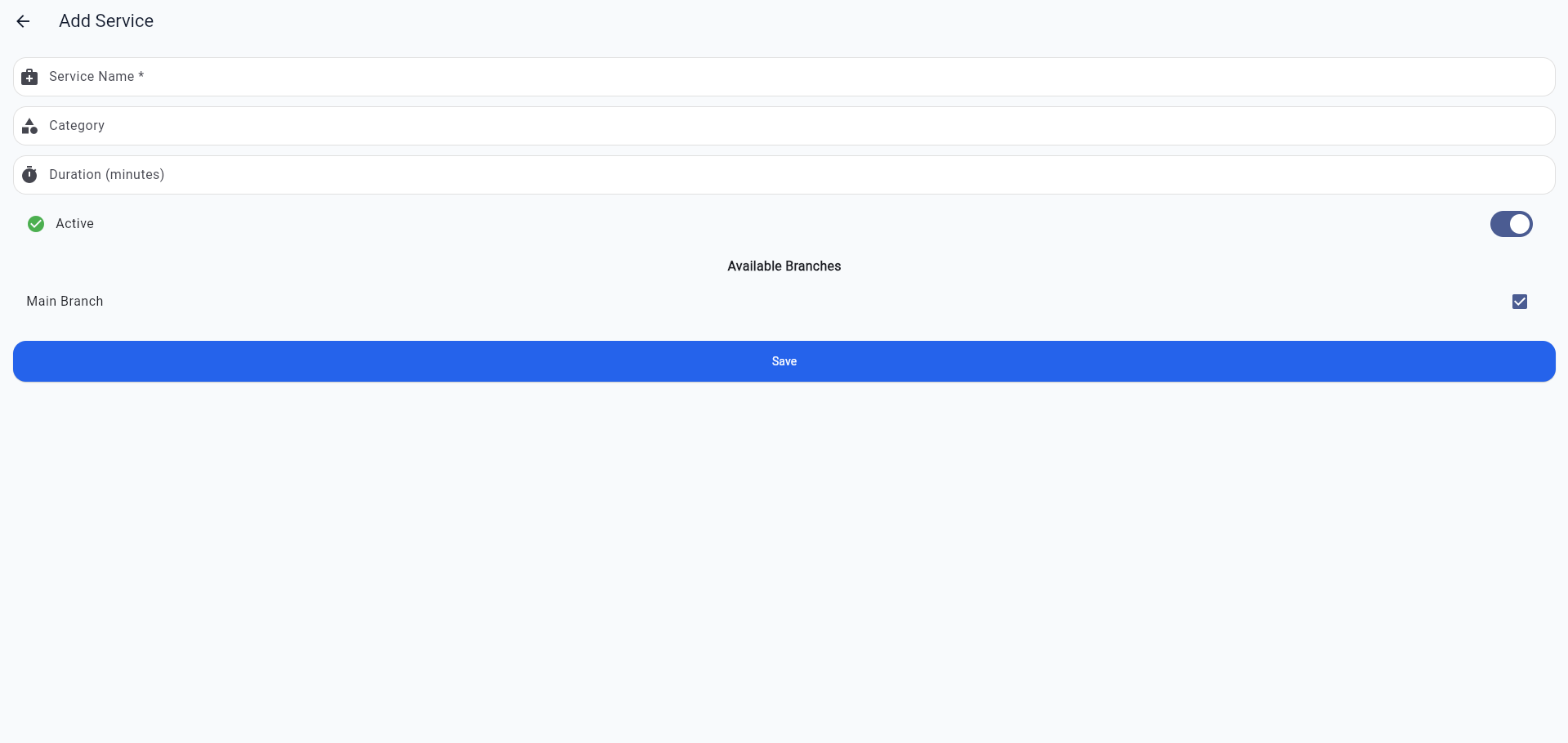 Talgora add service screen
