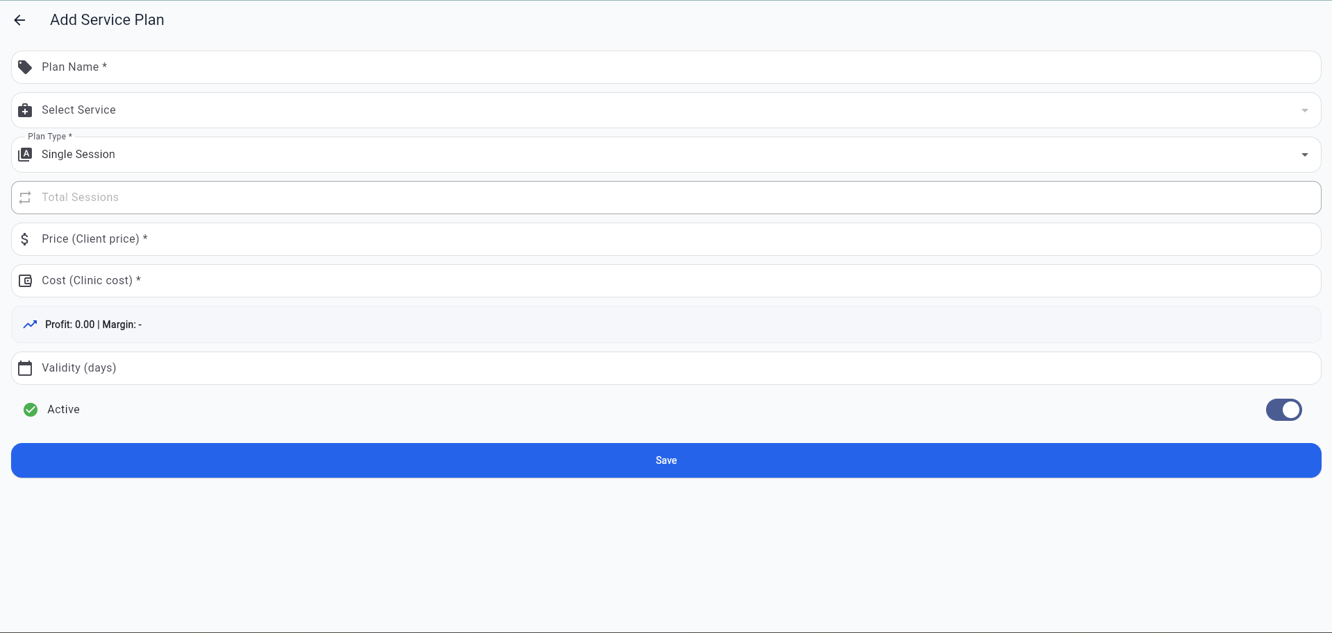 Talgora service plans screen